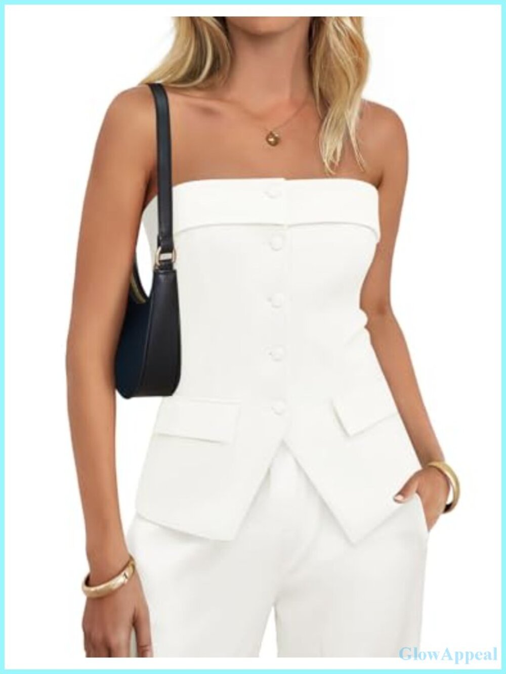 Sleeveless Strapless Blazer Vest Slim Fit Business Casual